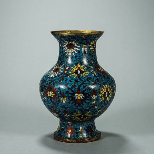 A flower patterned cloisonne vase