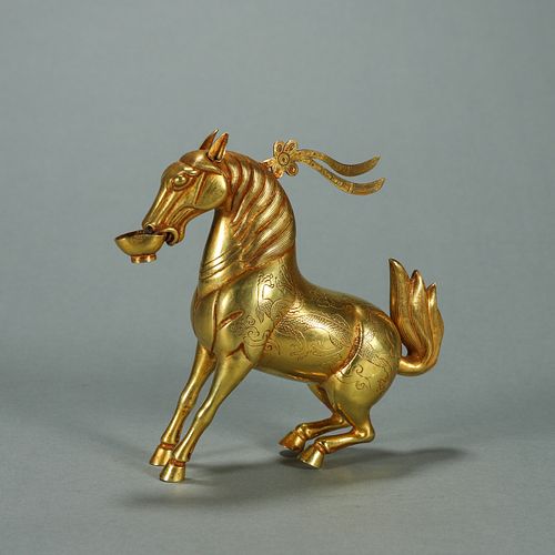 A gilding silver horse ornament