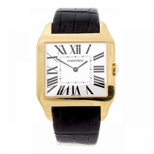 CARTIER - a Santos Dumont wrist watch. 18ct rose gold case. Reference 2650, serial 368892CE. Signed