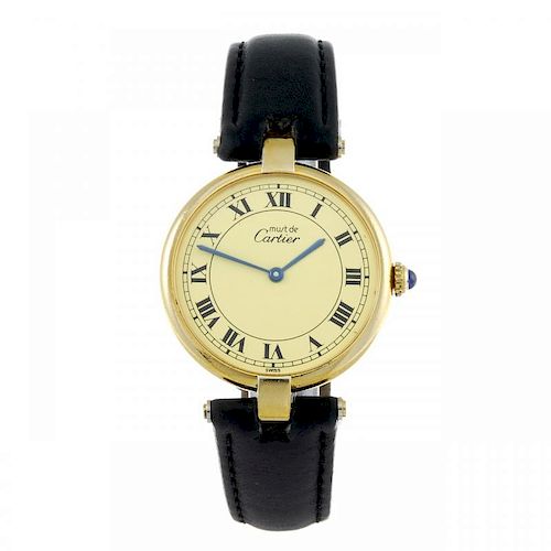 CARTIER - a Must De Cartier wrist watch. Gold plated silver case. Numbered 019199 590003. Signed qua