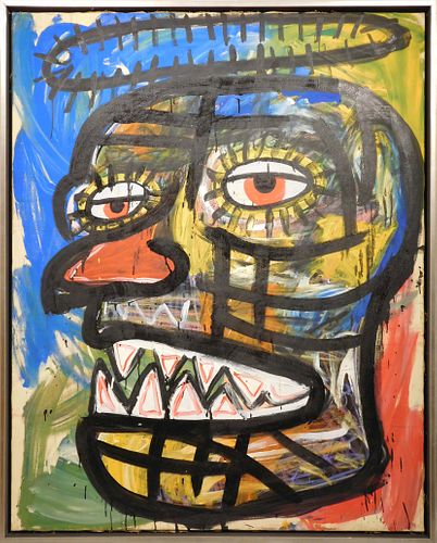 Jean-Michel Basquiat, Attributed: Face w/ Halo of Thorns