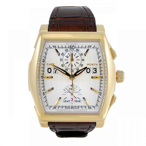 CURRENT MODEL: IWC - a gentleman’s Da Vinci Perpetual Calendar chronograph wrist watch. 18ct yellow