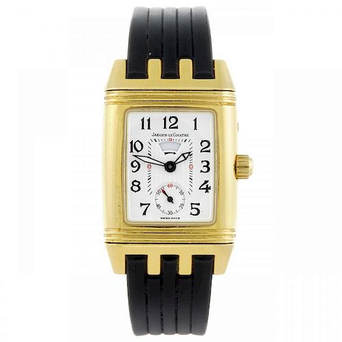 JAEGER-LECOULTRE - a lady's Reverso wrist watch. 18ct yellow gold case, factory diamond set case to
