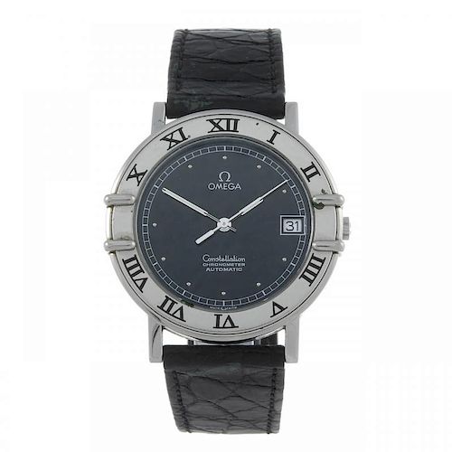 OMEGA - a gentleman's Constellation wrist watch. Stainless steel case with exhibition case back and