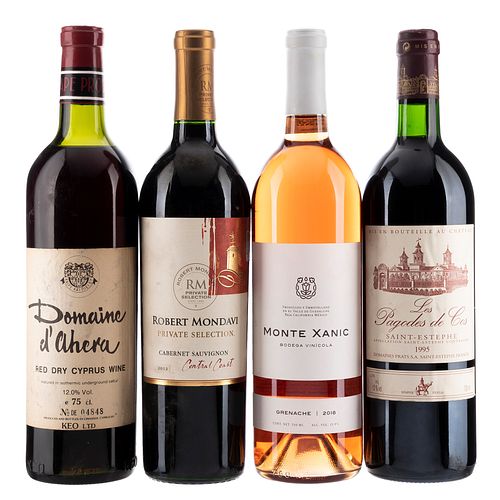 Lote de Vinos Tintos y Rosado. Domaine d' Ahera. Monte Xanic. En presentaciones de 750 ml. Total de piezas: 4.