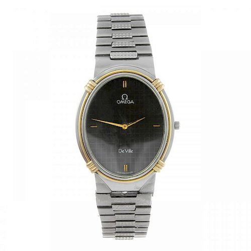 OMEGA - a De Ville bracelet watch. Stainless steel case with yellow metal bezel. Numbered 3950833. S