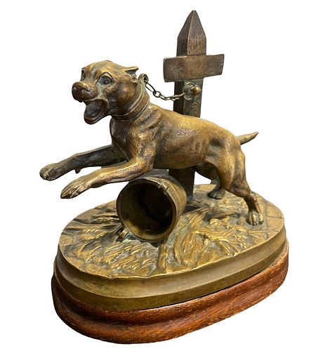 19th C French Bronze Guard Dog Statue