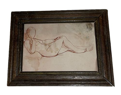 Miniature 1920's French Nude Watercolor 