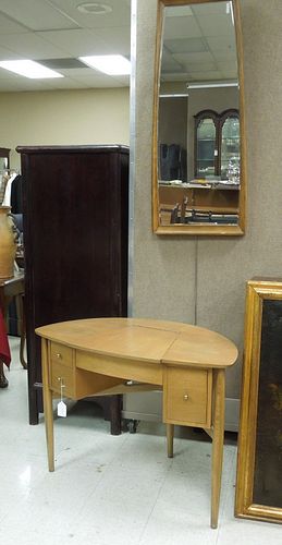 Modernist Demilune Vanity Table and Mirror.