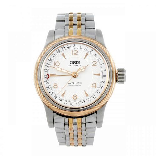 ORIS - a gentleman's Big Crown Pointer Date bracelet watch. Stainless steel case with gold plated be