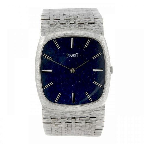 PIAGET - a gentleman's bracelet watch. White metal case, stamped 750 with poincon. Reference 9592AS,