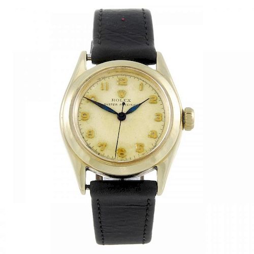 ROLEX - a gentleman's Oyster Precision wrist watch. Circa 1951. 9ct yellow gold case with engraved c