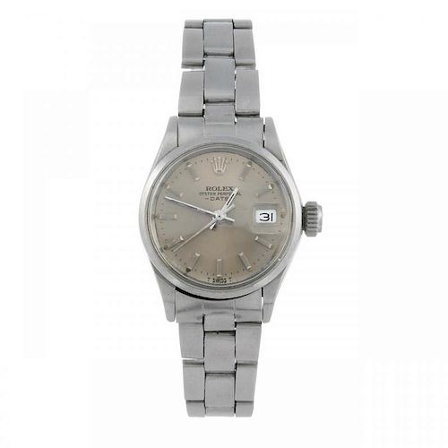 ROLEX - a lady's Oyster Perpetual Date bracelet watch. Circa 1967. Stainless steel case. Reference 6