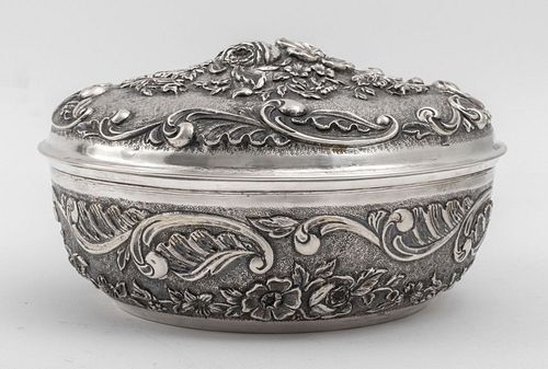 Rococo Style Silver Chased Repousse Trinket Box