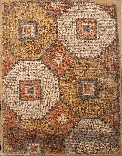 Roman Stone Mosaic Panel Geometric Motif