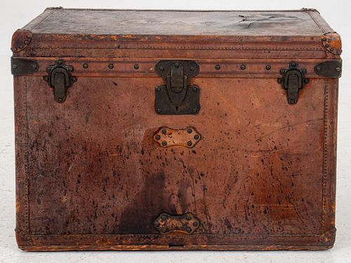 Early Louis Vuitton Leather Covered Trunk, 19th C.