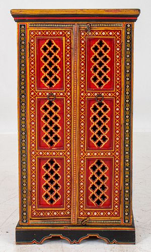 Indian Hand Painted Wooden Cabinet