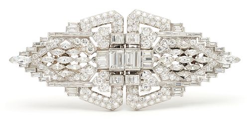 18K Art Deco Diamond Brooch
