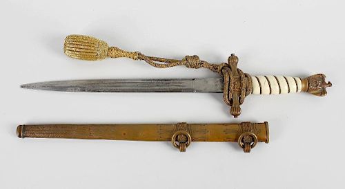 A German naval Kriegsmarine officers dirk or dagger, the Solingen acid etched blade, with wire twist