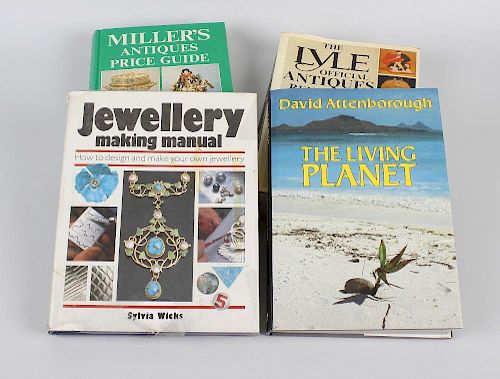 Two boxes of assorted antiques reference books, to include Millers guides, Lyle guides, etc.