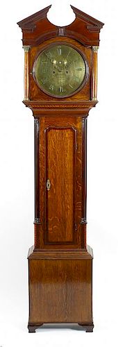 An early 19th century oak and mahogany-cased 8-day brass dial longcase clockSimeon Shole, Deptford,
