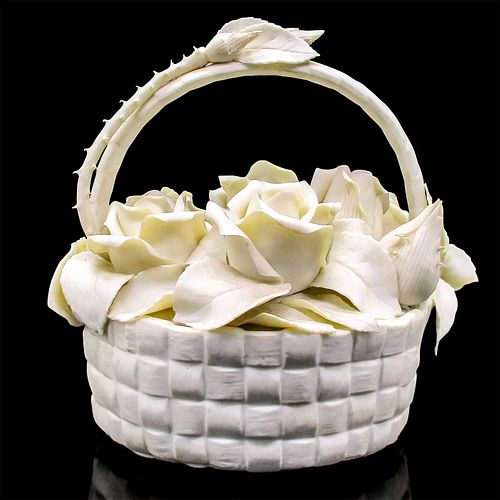 Basket of Roses, White 1011073.3 - Lladro Porcelain Figurine