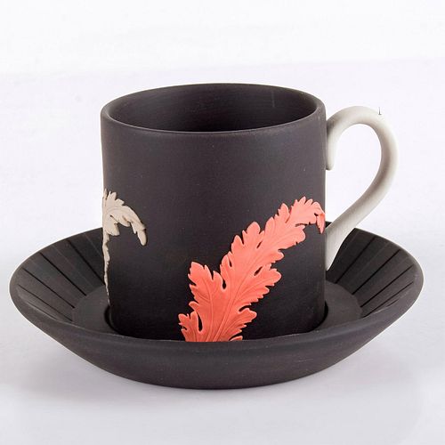 2pc Wedgwood Black Jasperware Cup and Saucer