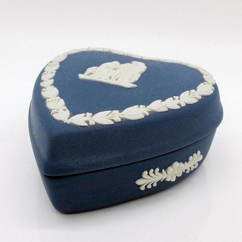 Wedgwood Jasperware Dark Blue Trinket Box, Small Heart