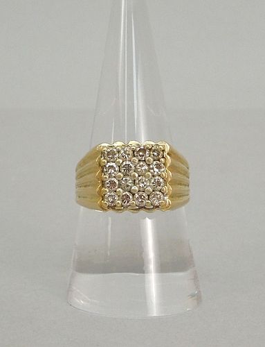 14K Yellow Gold Ring with Diamonds.