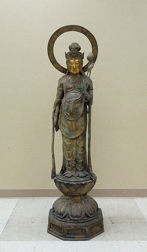 Japanese Bronze Standing Figure of Kannon.