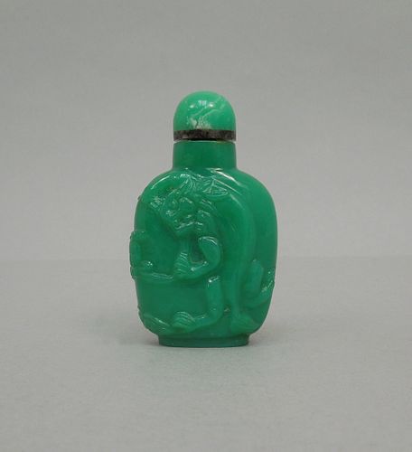 Green Peking Glass Snuff Bottle.