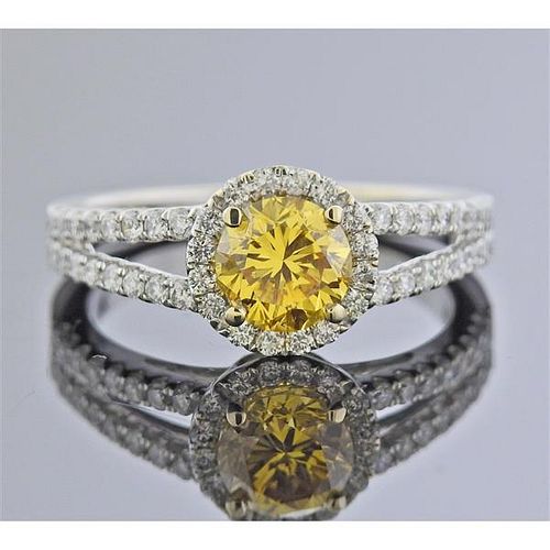 GIA 1.00ct Fancy Orange Yellow I1 Diamond Engagement Ring