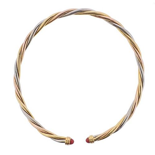 Cartier Trinity 18k Tri Color Gold Coral Cable Choker Necklace