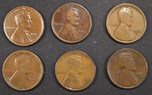 1912 BU & (5) 1912-S G-F LINCOLN CENTS