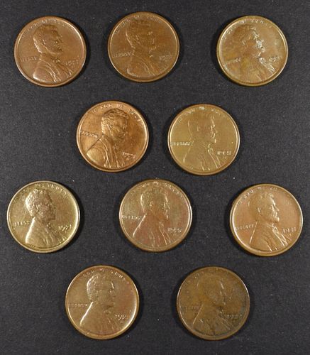 (10) 1921-S LINCOLN CENTS  VF-AU