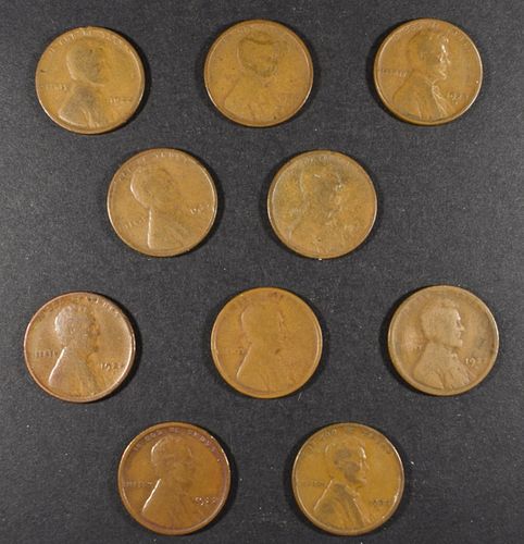 (10) 1922-D LINCOLN CENTS  G-F