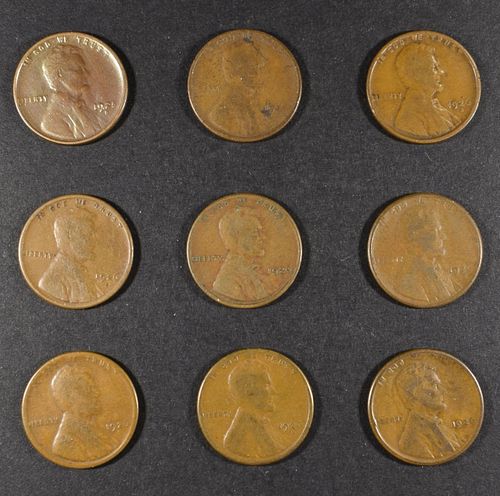 1925-S AU & (8) 1926-S G-F LINCOLN CENTS