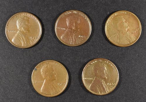(5) 1927-S LINCOLN CENTS  XF/AU