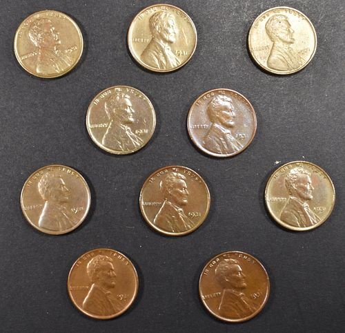 (10) 1931 LINCOLN CENTS BU