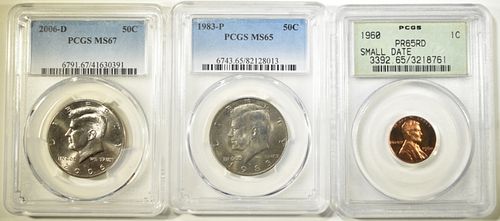 LOT OF 3 PCGS GRADED COINS: