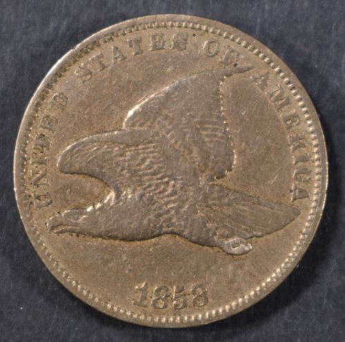 1858 SMALL LETTERS  FLYING EAGLE CENT  VF