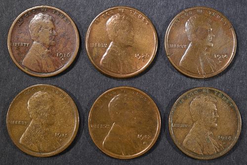LOT OF 6 LINCOLN WHEAT CENTS: