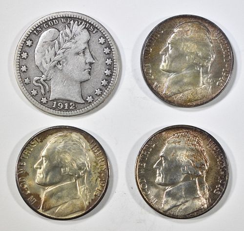 LOT OF 4 SILVER TYPE COINS: