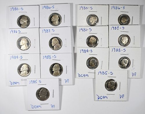 14 PROOF DCAM COINS 1980s