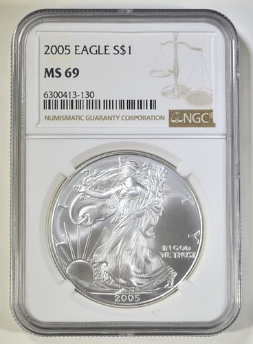 2005 AMERICAN SILVER EAGLE NGC MS-69