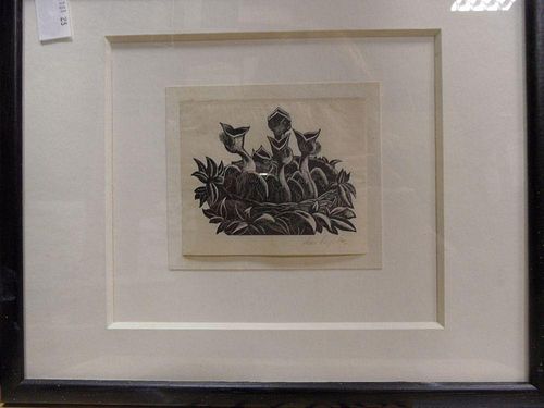 Claire Veronica Hope Leighton (1898-1989), A Nest of Hedge Sparrows ('Four Hedges' series 1935), woo