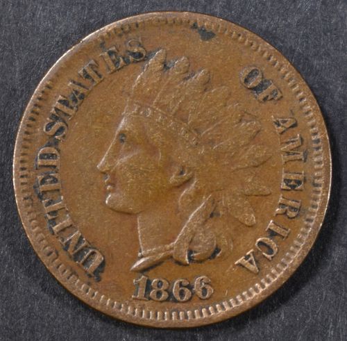 1866 INDIAN CENT XF