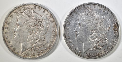 1879-O VF & 1880 AU MORGAN DOLLARS
