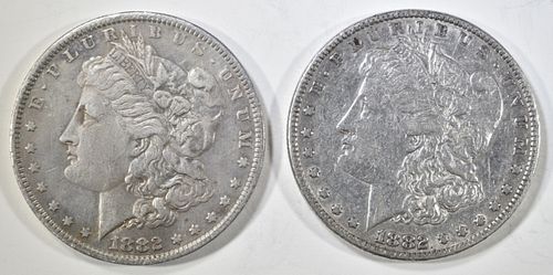 1882 VF & 1882-O XF MORGAN DOLLARS