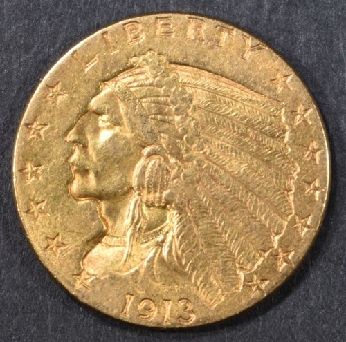 1913 $2.50 GOLD INDIAN AU